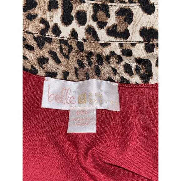 Belle By Kim Gravel Sz XXS Feather Knit Sweater & Woven Printed Combo Blouse EUC - Picture 11 of 14